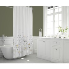 Tropik Home Banyo Perdesi - Tek Kanat Duş Perdesi, Polyester Kumaş Duşakabin Perdesi 180x200 Cm Küvet Perdesi