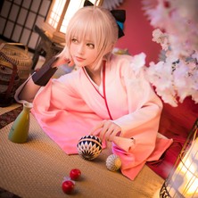 Janae Kadın Cosplay Souji Okita Peruk - Pembe (Yurt Dışından)