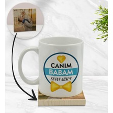 BK Kişiye Özel Canım Babam Tasarımlı Beyaz Kupa Bardak ve Ahşap Bardak Altlığı Hediye Seti - Model 1