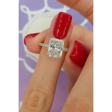 Crystal Diamond Zirconia Laboratuvar Pırlantası 4 Carat Baget Yüzük