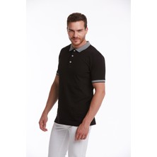 Hatemoğlu Erkek Siyah %100 Pamuk Regular Fit Polo Yaka Tişört