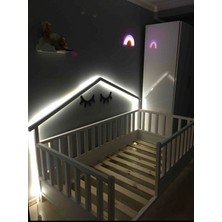 Baby Kinder Wh. Back Roofed Doğal Ahşap Yatak Montessori Bebek ve Çocuk Karyolası