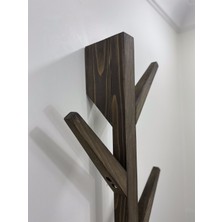 O&A Wood Doğal Ahşap Vestiyer, Dekoratif 8 Askılı Portmanto, Vintage Elbise Askısı Ceviz