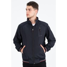 Marjinal City Lacivert Içi Gömlek Astarlı Su ve Rüzgar Geçirmez Mevsimlik Ribaneli Erkek Mont