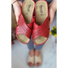 Neon Shoes Kadın Günlük Hasır Desenli Terletmeyen Anatomik Ortopedik Taban Ev Dışarı Anne Terliği