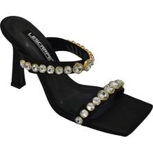 Duygushoesbag Kadın Beyaz Taşlı Saten Terlik