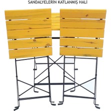 Zemes Design Katlanır Masa Sandalye Bahçe Balkon Mutfak Takımı 2 Sandalye 1 Masa Sarı