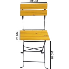 Zemes Design Katlanır Masa Sandalye Bahçe Balkon Mutfak Takımı 2 Sandalye 1 Masa Sarı