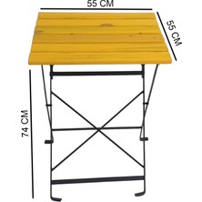 Zemes Design Katlanır Masa Sandalye Bahçe Balkon Mutfak Takımı 2 Sandalye 1 Masa Sarı