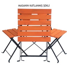 Zemes Design Katlanır Masa Sandalye Bahçe Balkon Mutfak Takımı 2 Sandalye 1 Masa Turuncu