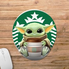 Pixxa Baby Yoda Starbucks Bilek Destekli Mousepad Model - 1 Oval