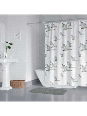 Tropik Home Banyo Perdesi - Tek Kanat Duş Perdesi, Polyester Kumaş Duşakabin Perdesi 180x200 Cm Küvet Perdesi