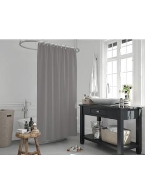 Tropik Home Gri Banyo Perdesi 180x200cm Duş Perdesi