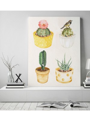 Bk Gift Kaktüsler Tasarımlı Kanvas Tablo 50X70CM-2