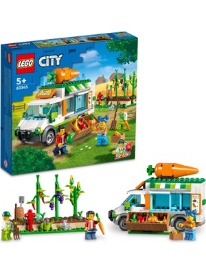 LEGO City Çiftçi Pazarı Minibüsü 60345 Yapım Seti; 5 Yaş ve Üzeri Çocuklar Için 3 Minifigürlü Mobil Çiftlik Manavı Oyuncak Yapım Seti (310 Parça)