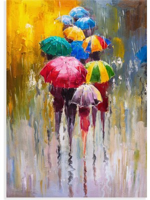 Hobimania Kanvas Tablo Renkli Şemsiyeler Duvar Dekoratif Dekorasyon Moda Tablo