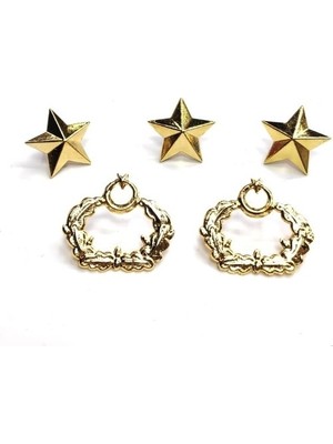 ŞAFAK25 Askeri Malzeme  Subay Harici Üniforma Apolet Yarbay Yıldız-Çelenk Ikili Takım (Metal Rütbe)