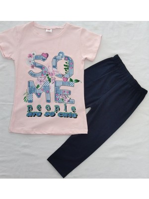 Aybeyce SO ME Baskılı Kız Çocuk Tshirt-Tayt Takım 9-12 Yaş Pembe