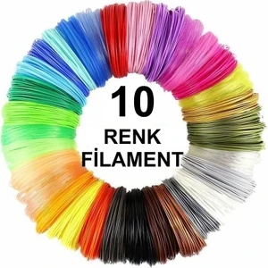 3D Kalem Yazıcı Için 10 Renk 10 Metre (10 x 1 Metre) Pla Filament