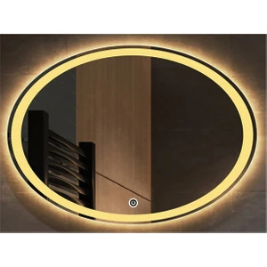 Global Led Mirror 65 x 85 cm Kumlamalı Dokunmatik Tuşlu Ledli Elips Ayna Duvar Salon Banyo Wc Ofis Yatak Odası Boy Ledli Ayna