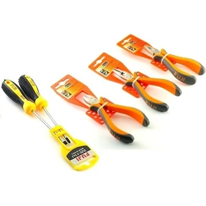 Mini Pense Keski Karga Burun Karbon Uçlu Yıldız Düz Tornavida Set