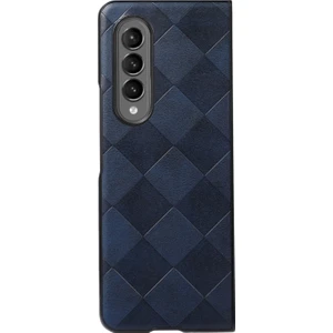 Samsung Galaxy Z Fold4 Kahverengi Için Dokuma Ekose Pu Telefon Kılıfı (Yurt Dışından)