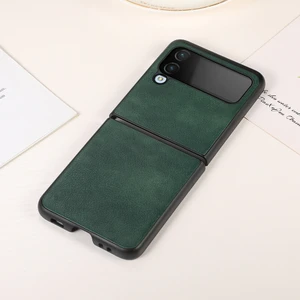Samsung Galaxy Z Flip4 Green Için Iki Renkli Litchi Doku Kılıfı (Yurt Dışından)
