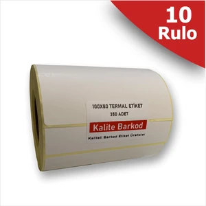 100X80 Termal Etiket | 10 Rulo Barkod Etiketi
