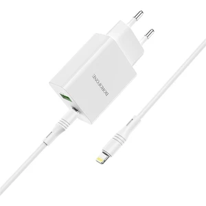 Borofone Seri Tüm Cihazlar ile Uyumlu Hızlı Şarj Adaptörü + Type C Lightning Kablo AL2893