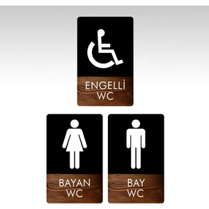 Egesta Wc Tuvalet Kapı Uyarı Yönlendirme Levhası 3'lü Bay Bayan Engelli Set