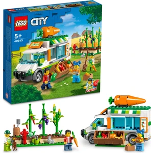City Çiftçi Pazarı Minibüsü 60345 Yapım Seti; 5 Yaş ve Üzeri Çocuklar Için 3 Minifigürlü Mobil Çiftlik Manavı Oyuncak Yapım Seti (310 Parça)