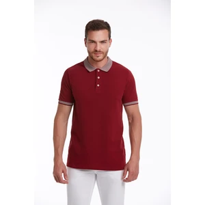 Erkek Bordo %100 Pamuk Regular Fit Polo Yaka Tişört