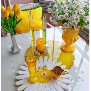 Sister Home Design Beyaz Papatya Ahşap Supla - Amerikan Servis - Tabak Altı