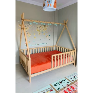 Baby Kinder Kızıldereli Doğal Montessori Bebek & Çocuk Karyolası