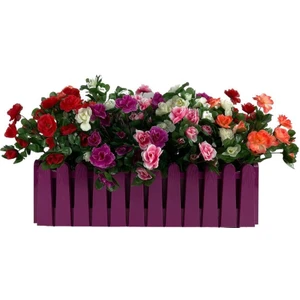 Yapay Çiçek Mor Çit Balkon Saksısı Renkli Açelya Çiçekli 55*20CM