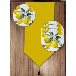 Pusula Home Limon Detaylı 6'lı Supla ve Runner Set
