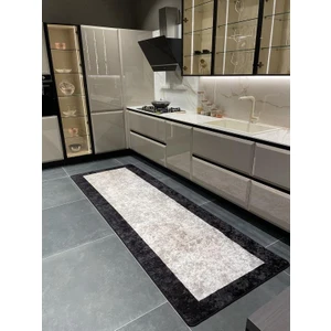 Ladin Model Çizgili Lateks Deri Taban Saçaksız Mutfak Halısı