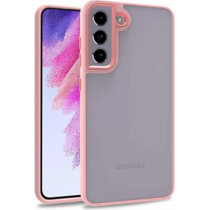 Samsung Galaxy S21 Fe Kapak Metal Kamera Korumalı Arkası Şeffaf Silikon Kılıf - Rose Gold