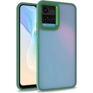 Vivo Y33S Kapak Metal Kamera Korumalı Arkası Şeffaf Silikon Kılıf - Yeşil