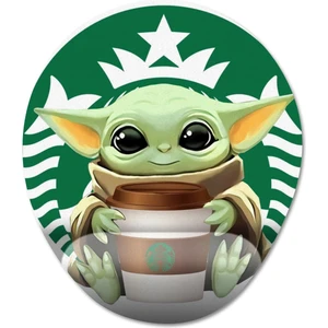 Baby Yoda Starbucks Bilek Destekli Mousepad Model - 1 Oval