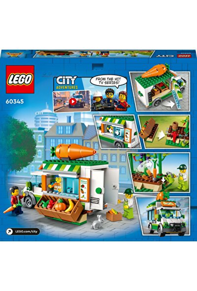 LEGO® City Çiftçi Pazarı Minibüsü 60345 Yapım Seti; 5 Yaş ve Üzeri Çocuklar Için 3 Minifigürlü Mobil Çiftlik Manavı Oyuncak Yapım Seti (310 Parça)