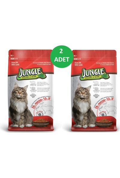 Jungle Yetişkin Kedi Maması Kuzulu 1,5 kg X2 Adet