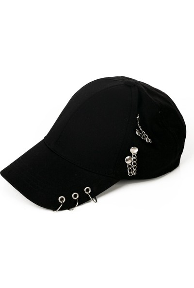 Muyoso Siyah Piersingli Zincirli Şapka Kep