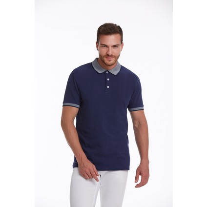 Erkek Lacivert %100 Pamuk Regular Fit Polo Yaka Tişört
