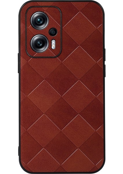 Xiaomi Redmi Note 11T Pro Brown İçin Örgü Ekose Pu Kılıf (Yurt Dışından)