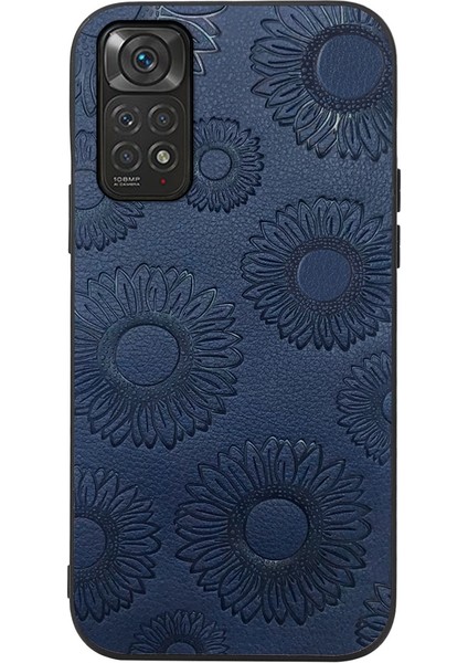 Xiaomi Redmi İçin Ayçiçeği Pu Kılıfı Not 11 / Not 11S 4G Mavi (Yurt Dışından)
