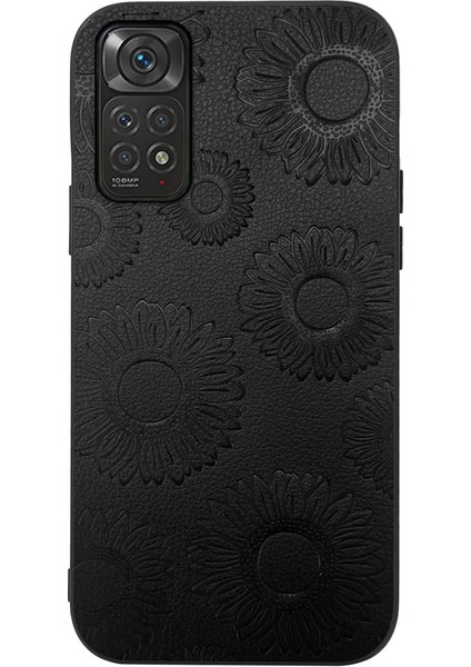 Xiaomi Redmi İçin Ayçiçeği Pu Kılıfı Not 11 / Not 11S 4G Siyah (Yurt Dışından)