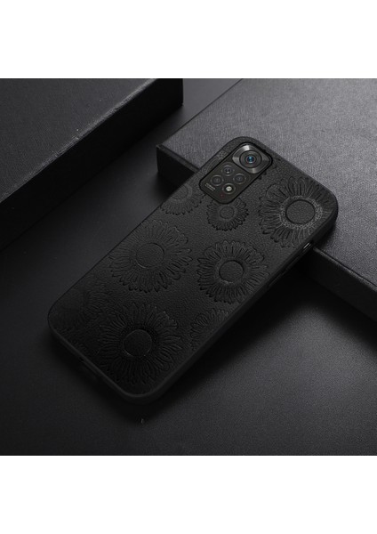Xiaomi Redmi İçin Ayçiçeği Pu Kılıfı Not 11 / Not 11S 4G Siyah (Yurt Dışından) fırsatları