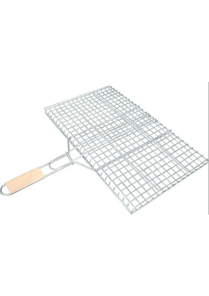 Ahşap Saplı Mangal Teli 25 Cm*40 cm + Mangal Maşası + Yelpaze