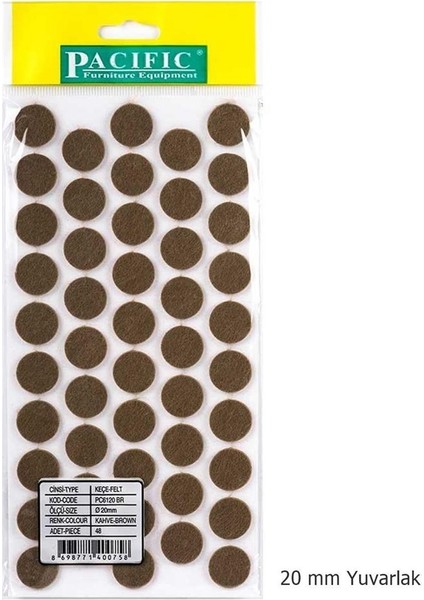 Yapışkanlı Masa Sandalye Keçe Yuvarlak 20 mm (48 Adet) 2 Paket fiyatları